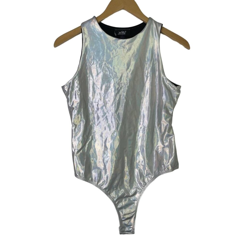 Iridescent Bodysuit Leotard Silver Sparkling Shiny New! Festival Med & XL